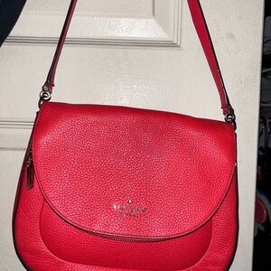 Elegant Coral Leather Shoulder Bag